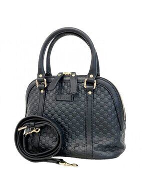 Gucci Handbag Micro Guccissima Leather Black Champagne Gold 2-Way Bag